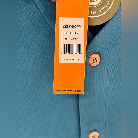 The Sunday Collective Boys 10-11 Years Cardigan Cotton Sweater Blue Jay - Picture 5 of 7